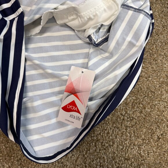 Lands' End Lycra Xtra Life Tankini Swimsuit Top Womens 18W Deep Sea Mixed Stripe - Picture 8 of 11